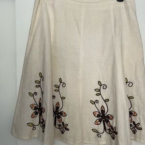 Carole Little Cream Skirt with Floral Embroidery